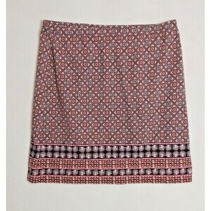 Talbots Skirt Womens XL Pink Blue Seashells Beach Stretch Pull On Casual Career